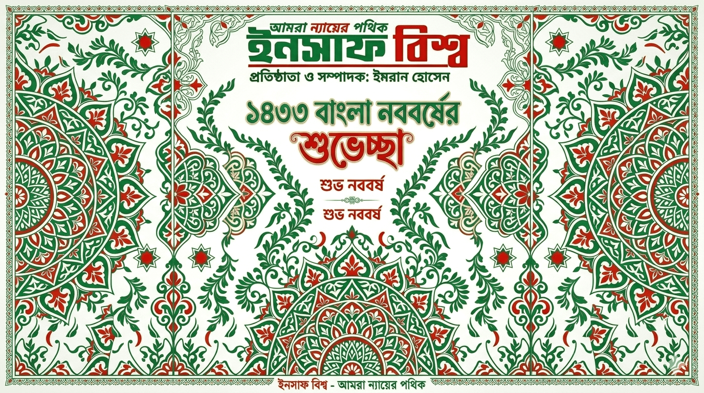 ইনসাফ বিশ্বের পক্ষ থেকে ১৪৩৩ বাংলা নববর্ষের শুভেচ্ছা